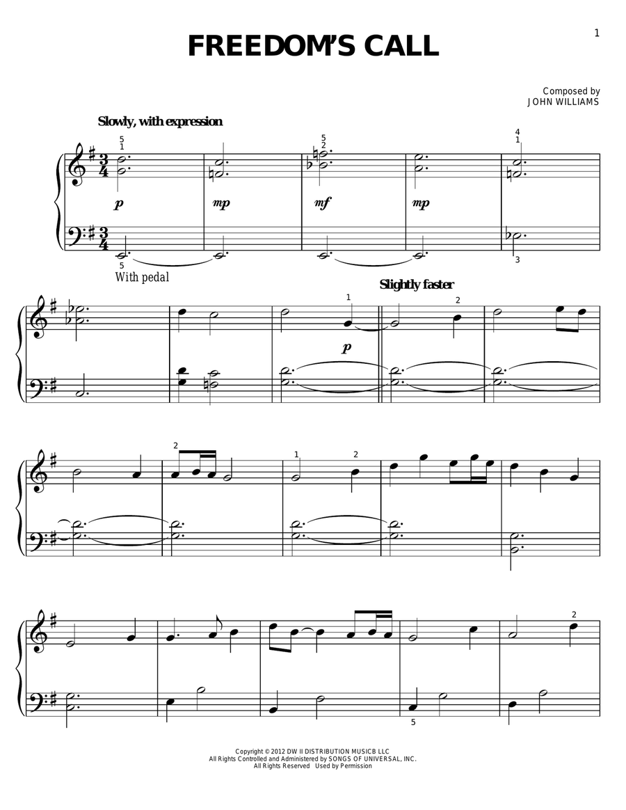 Freedom's Call Easy Piano scores gallery preview page 1