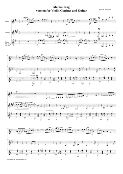 Meinau Rag for violin clarinet and guitar image number null