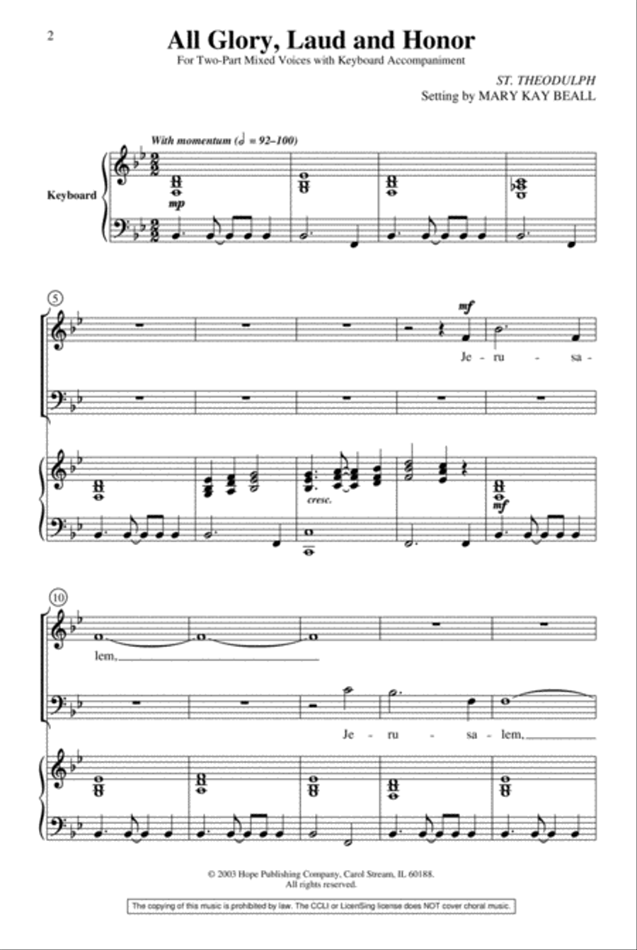 All Glory, Laud and Honor 2-Part scores gallery preview page 2