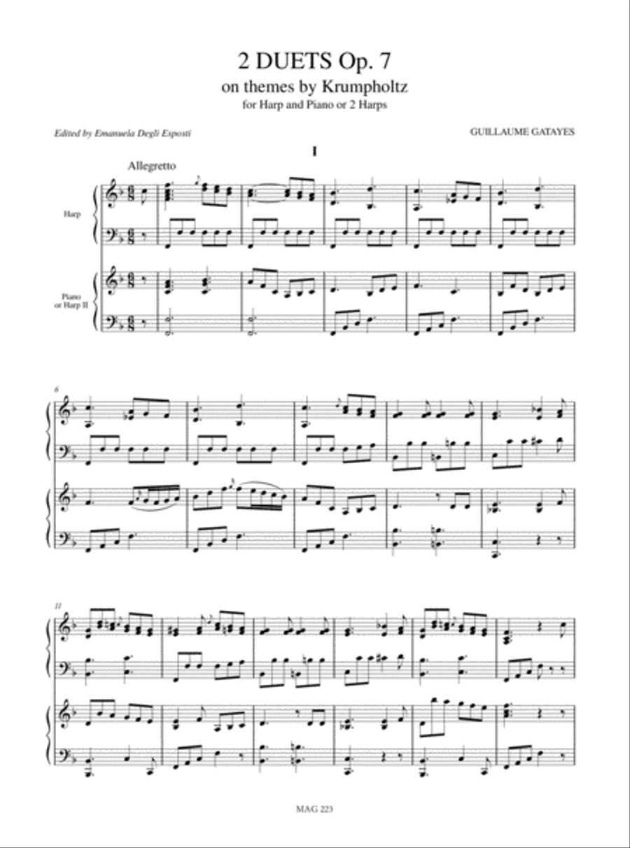 2 Duets Op. 7 on themes by Krumpholtz for Harp and Piano or 2 Harps Harp scores gallery preview page 2