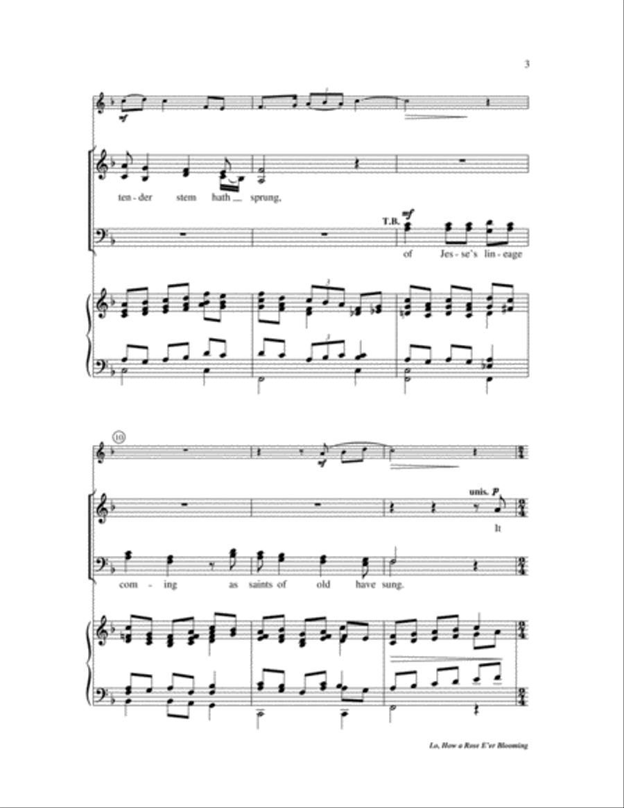 Lo, How a Rose E'er Blooming 4-Part scores gallery preview page 3