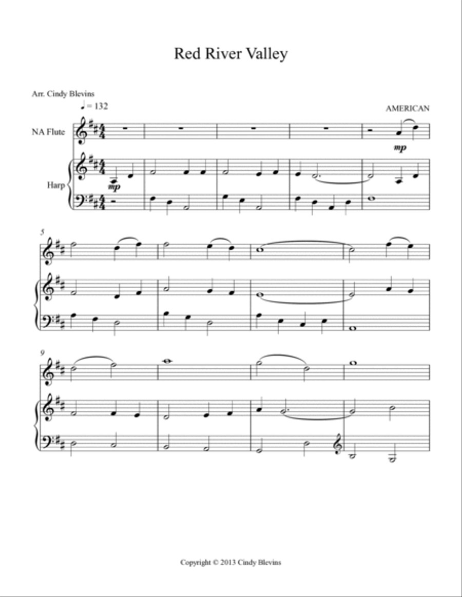 Red River Valley, for Harp and Native American Flute Flute scores gallery preview page 2