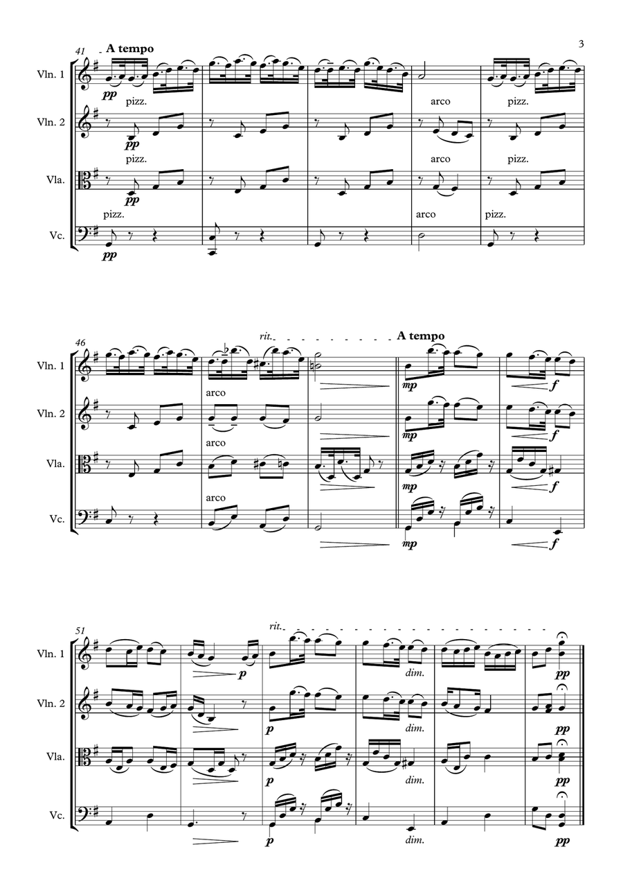 Dvořák: Humoresque No. 7 - String Quartet String Quartet scores gallery preview page 3