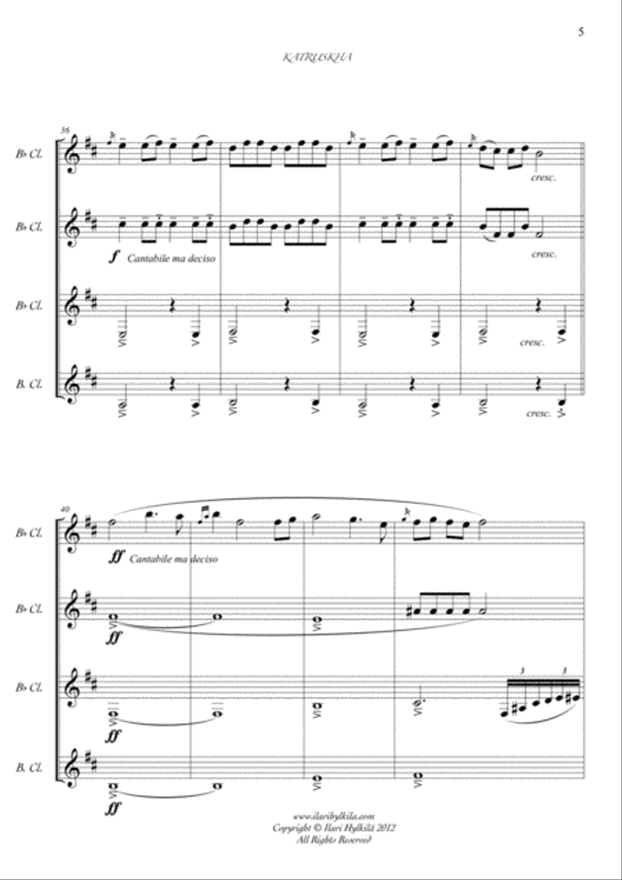 Katruskha (Clarinet quartet) Clarinet Quartet scores gallery preview page 5