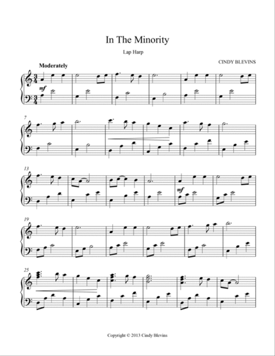 In the Minority, original solo for Lap Harp (from 