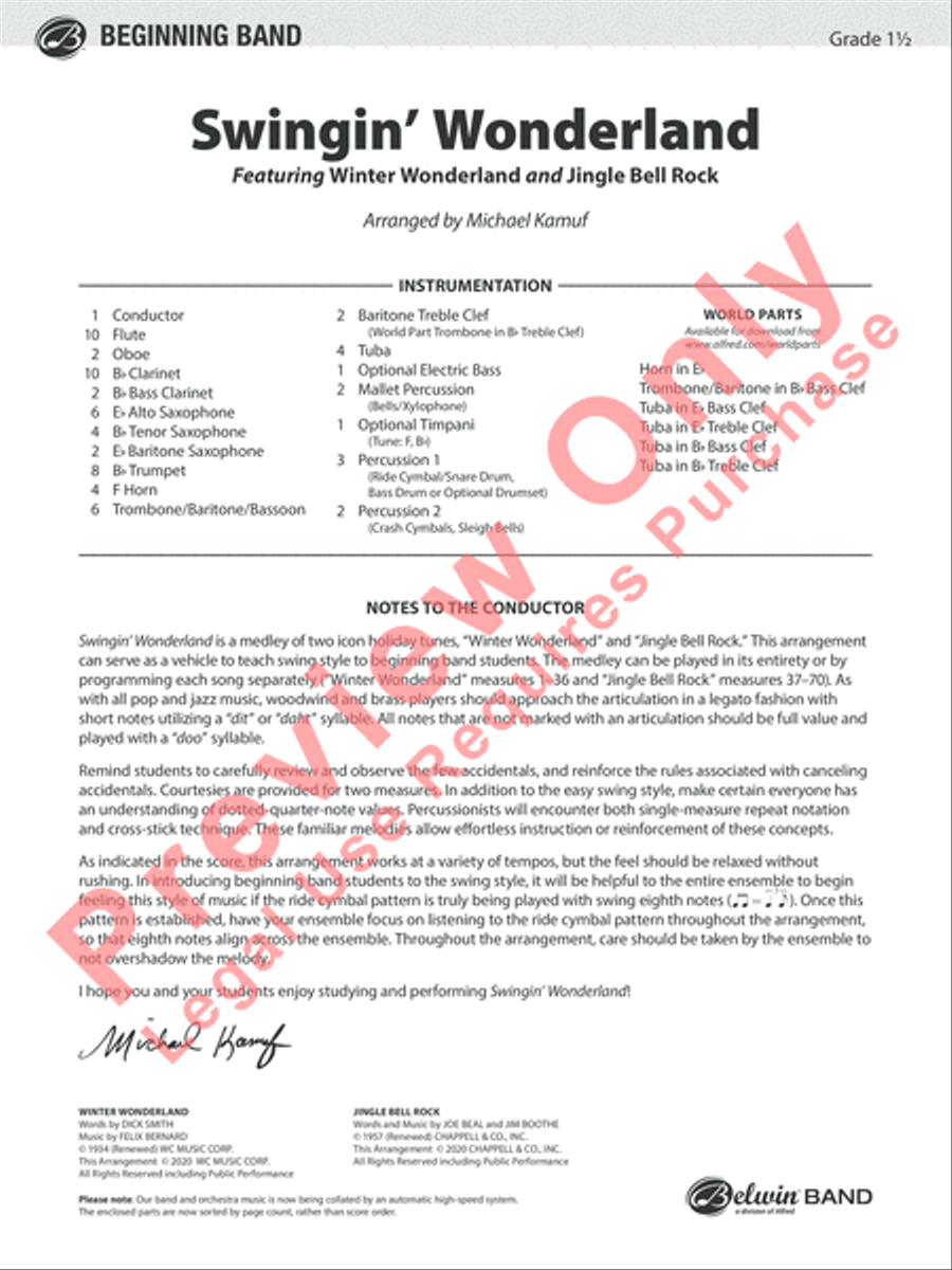 Swingin' Wonderland Concert Band scores gallery preview page 2