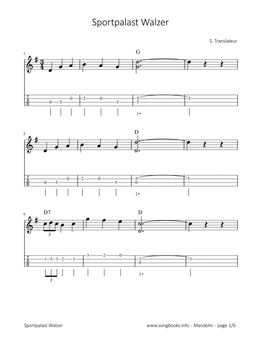 Sportpalast Walzer - S. Translateur Mandolin scores gallery preview page 1