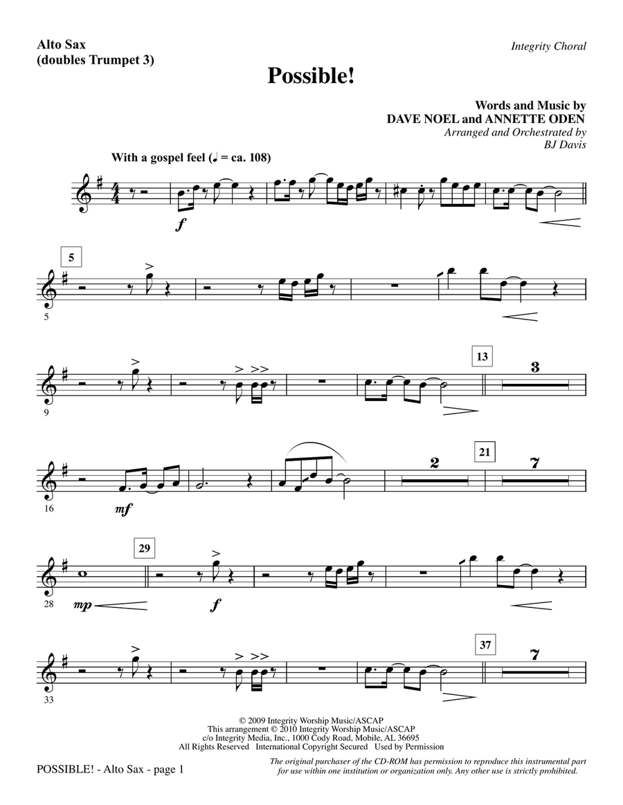 Possible! - Alto Sax (sub. Trumpet 3)