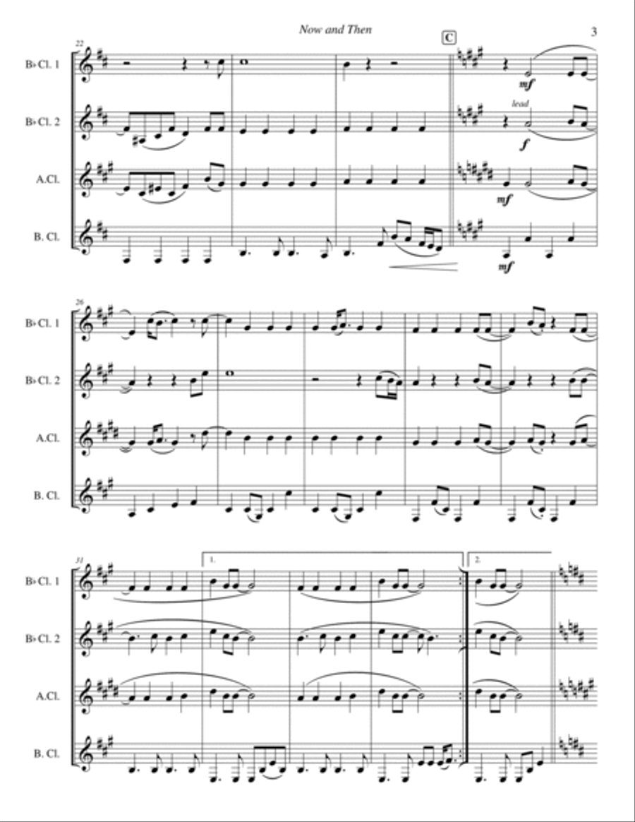 Now And Then Clarinet Quartet scores gallery preview page 5