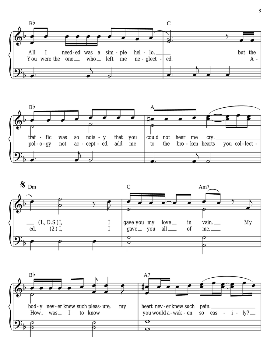 All Cried Out All Cried Out Easy Piano scores gallery preview page 3