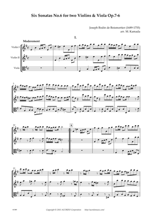 Six Sonatas No.6 for two Violins & Viola Op.7-6