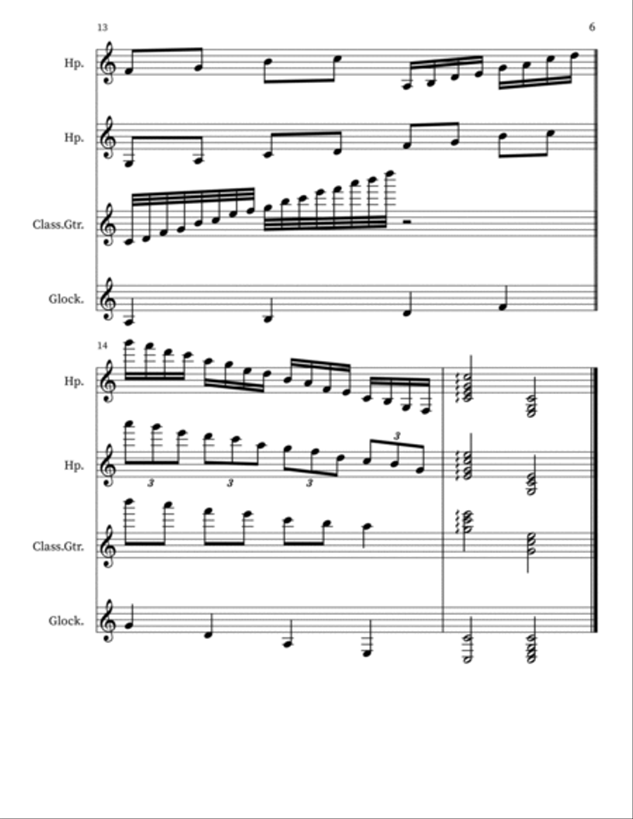 Z 112 for Harps, Classical Guitar & Glockenspiel Acoustic Guitar scores gallery preview page 6