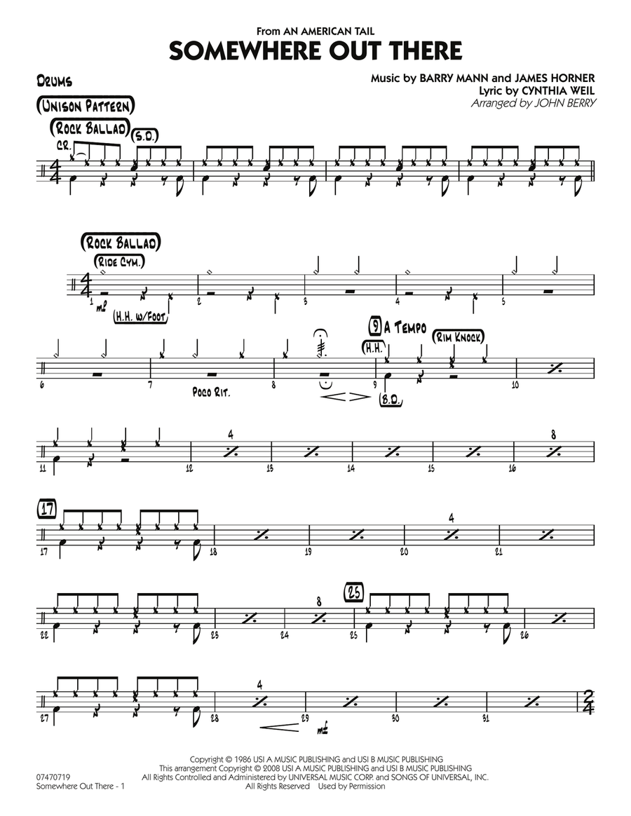 Somewhere Out There - Drums Jazz Ensemble scores gallery preview page 1