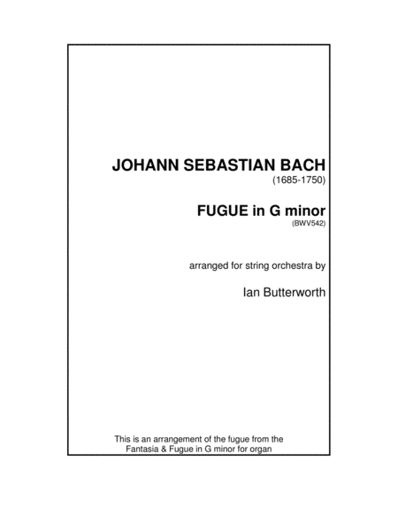 J.S.BACH Fugue in G minor (BWV542) for string orchestra image number null