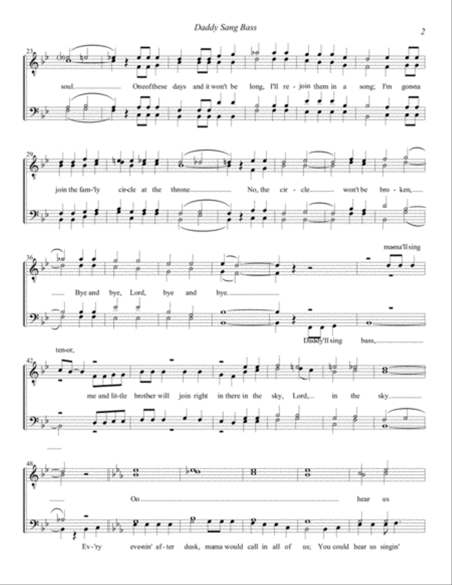 Daddy Sang Bass TTBB scores gallery preview page 2