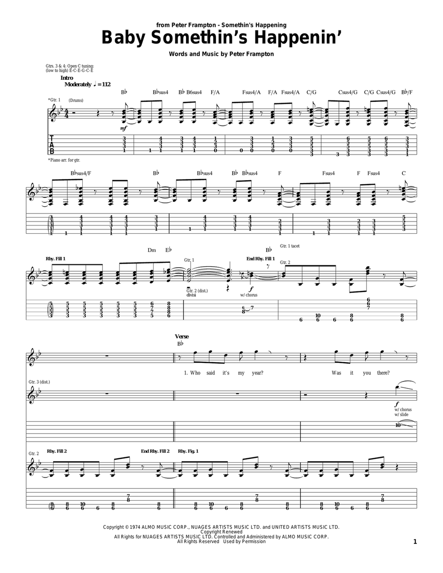 Baby Somethin's Happenin' Acoustic Guitar scores gallery preview page 1