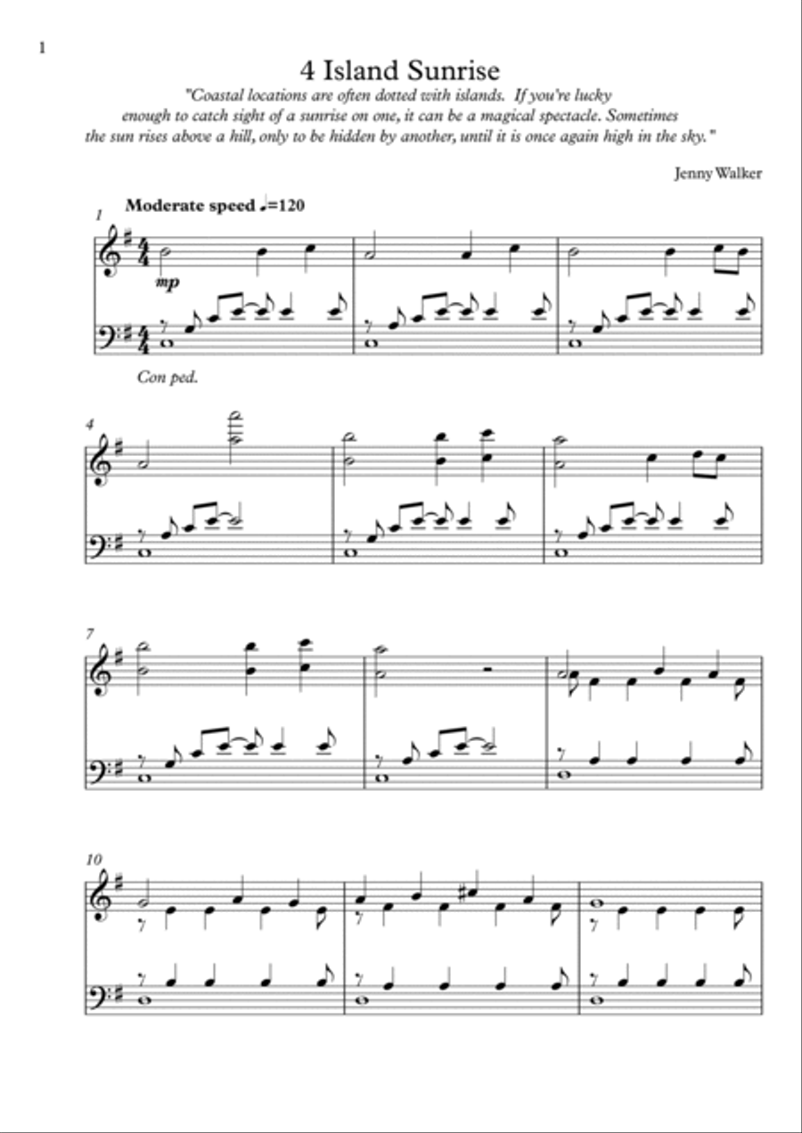 Sea Moods for Piano: 4. Island Sunrise Piano Solo scores gallery preview page 4