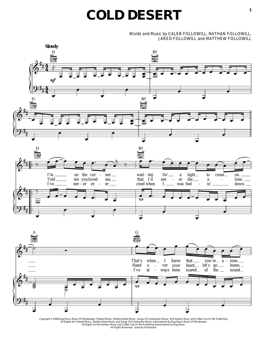 Cold Desert Piano, Vocal, Guitar scores gallery preview page 1