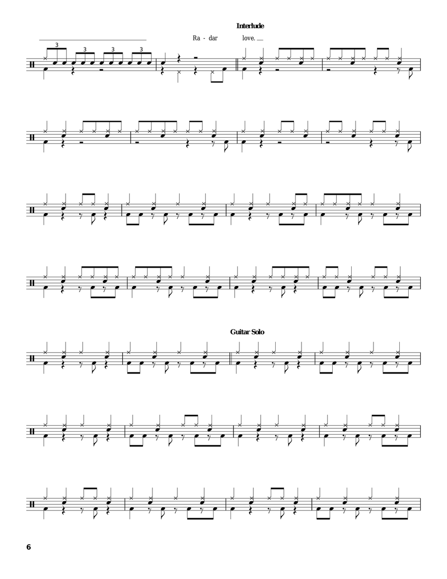 Radar Love Drum Set scores gallery preview page 6