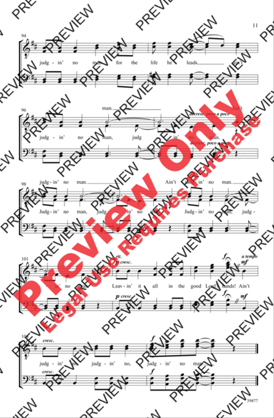 Ain't Judgin' No Man Men's Choir scores gallery preview page 10