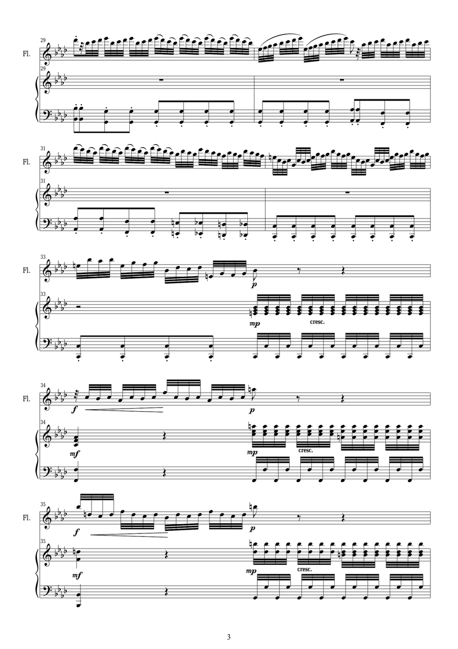Vivaldi - Concerto in F minor 'Winter' RV 297 Op.8 No.4 Flute and Piano Flute Solo scores gallery preview page 3