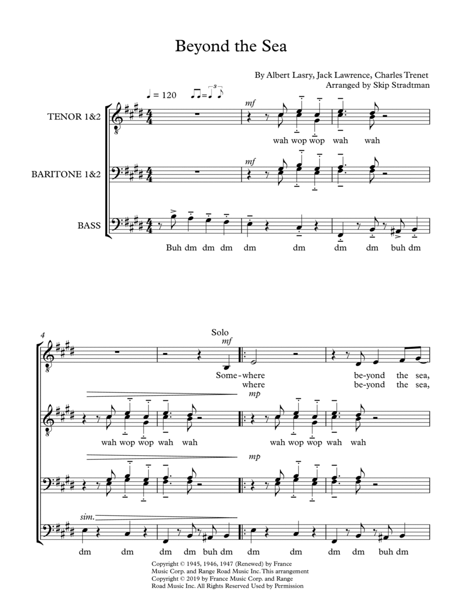 Beyond The Sea TTBB scores gallery preview page 1
