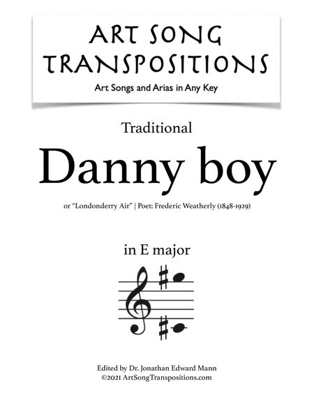 TRADITIONAL: Danny boy (transposed to E major)