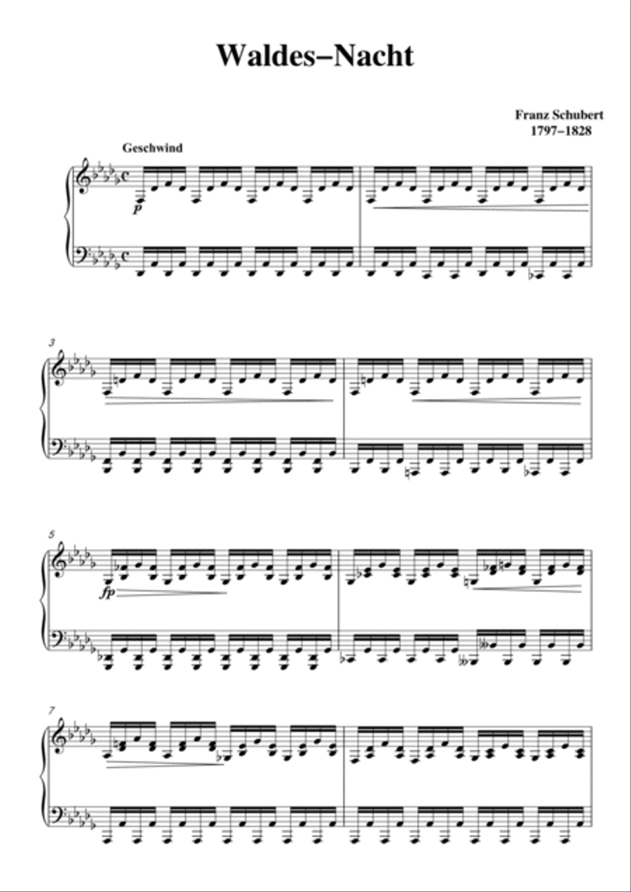 Schubert-Waldes-Nacht in #C for Vocal and Piano Voice scores gallery preview page 2