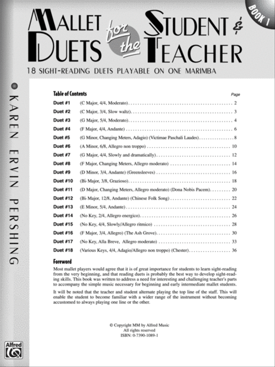 Mallet Duets for the Student & Teacher, Book 1