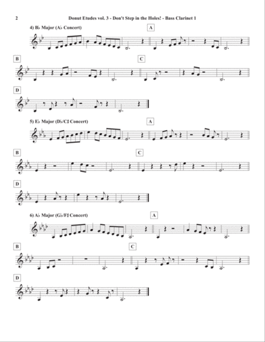 Donut Etudes vol. 3: Don’t Step in the Holes! – Bass Clarinet Quartet Clarinet Quartet scores gallery preview page 5