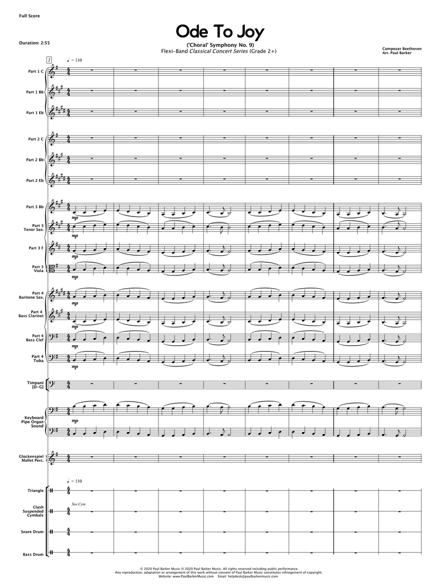 Ode To Joy (Flexible Instrumentation) Concert Band scores gallery preview page 4