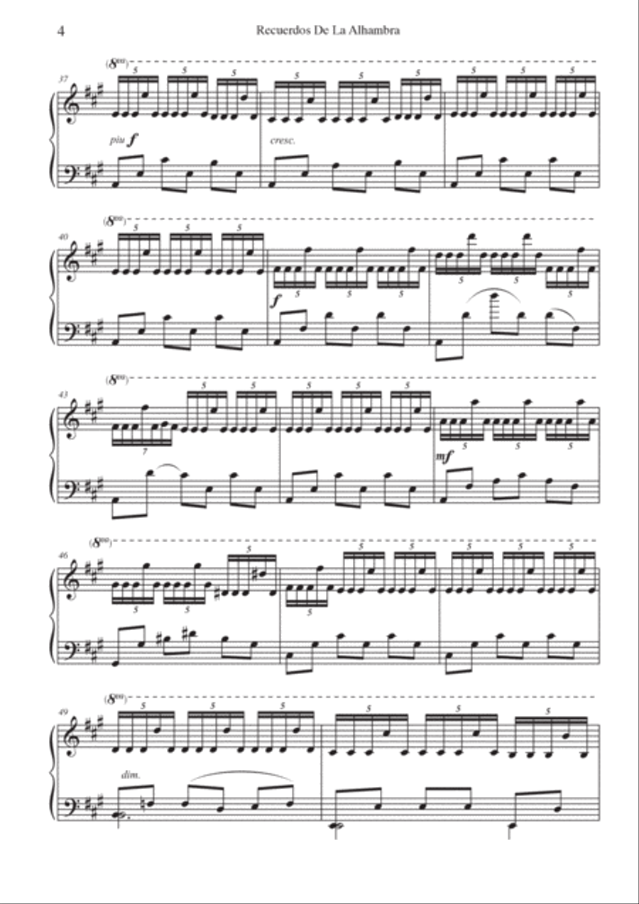 Recuerdos de la Alhambra Piano Solo scores gallery preview page 5