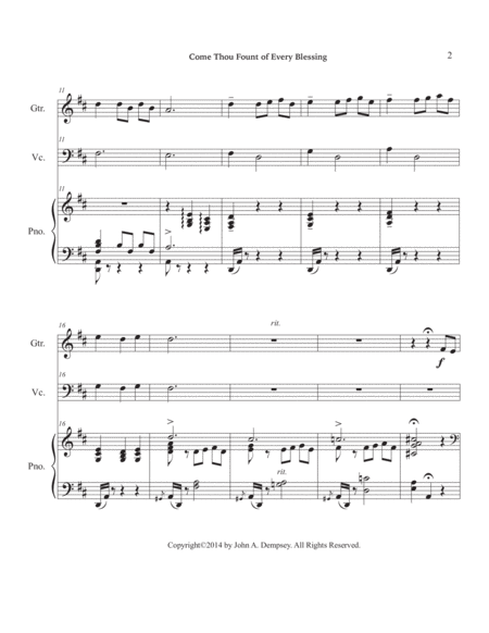 Come Thou Fount of Every Blessing (Trio for Guitar, Cello and Piano) image number null