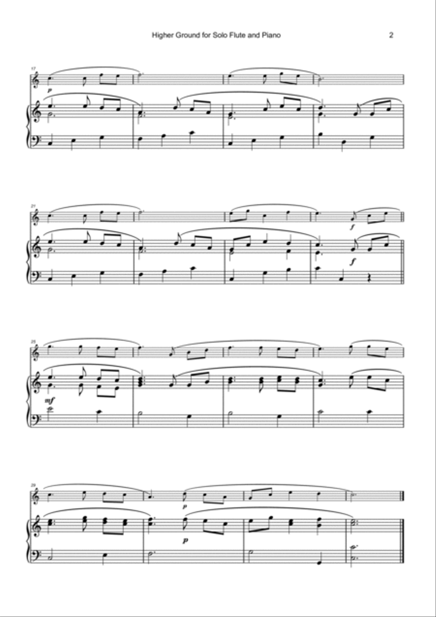 Higher Ground, Gospel Hymn for Flute and Piano Flute Solo scores gallery preview page 2