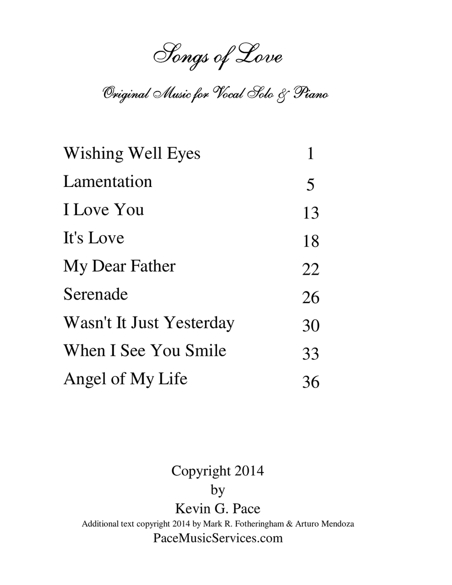 Songs of Love - original songs for vocal solo Voice Solo scores gallery preview page 3