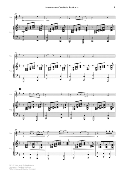 Intermezzo from Cavalleria Rusticana - Tenor Sax and Piano (Full Score and Parts) image number null
