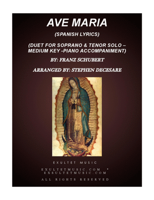 Book cover for Ave Maria (Spanish Lyrics - Duet for Soprano & Tenor Solo - Medium Key - Piano)