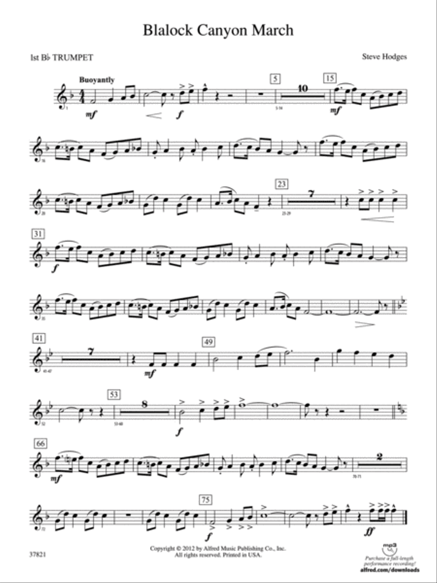 Blalock Canyon March: 1st B-flat Trumpet Concert Band scores gallery preview page 1