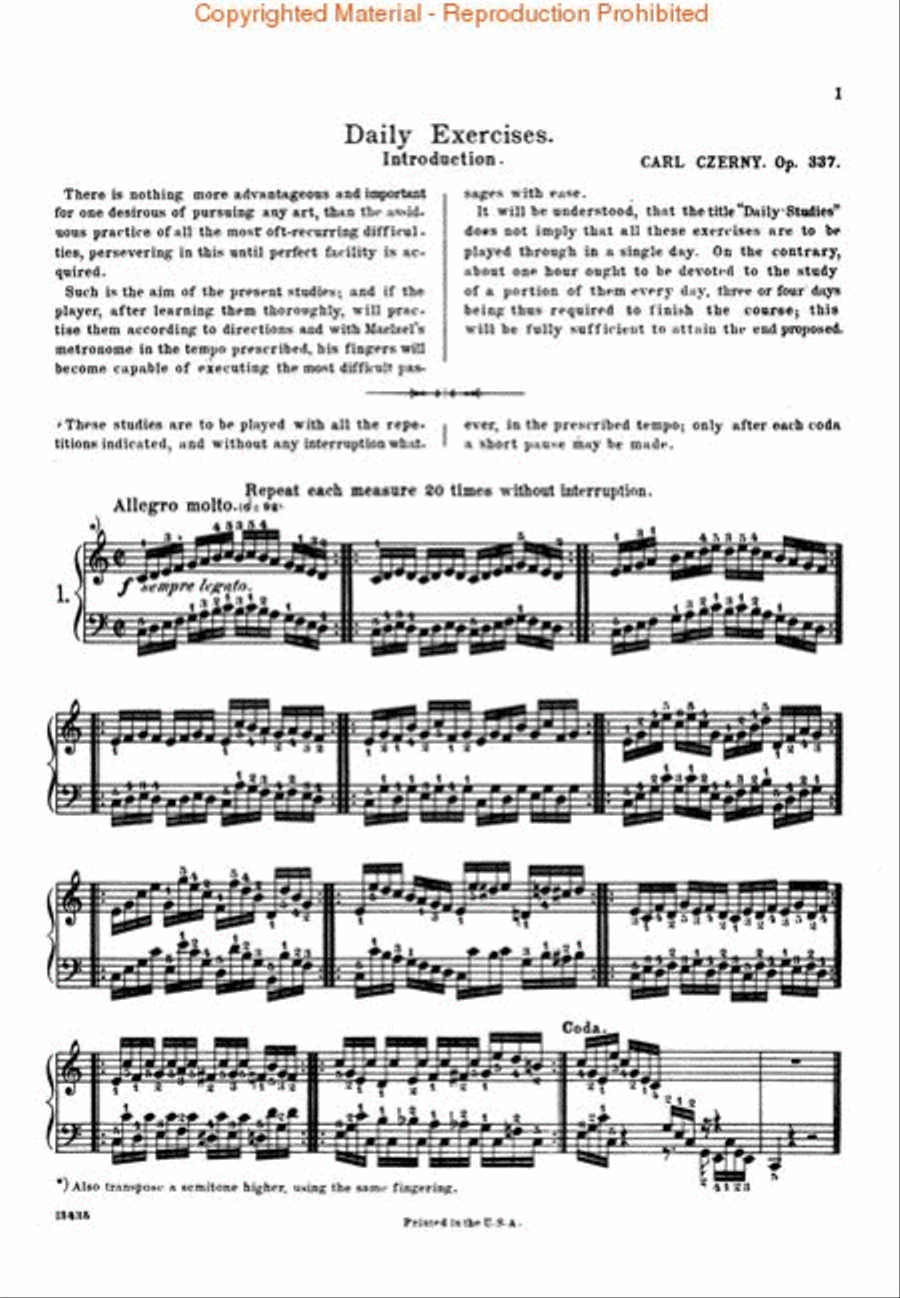 Czerny – 40 Daily Exercises, Op. 337 Piano Method scores gallery preview page 2