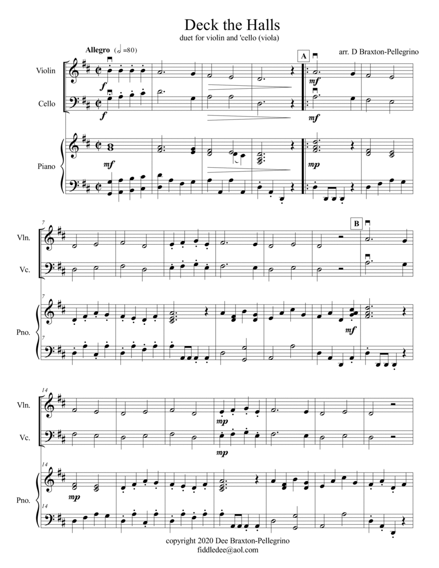 Deck the Halls Deck the Halls Cello scores gallery preview page 1
