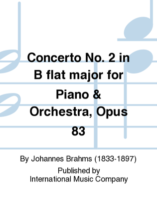Book cover for Concerto No. 2 In B Flat Major For Piano & Orchestra, Opus 83