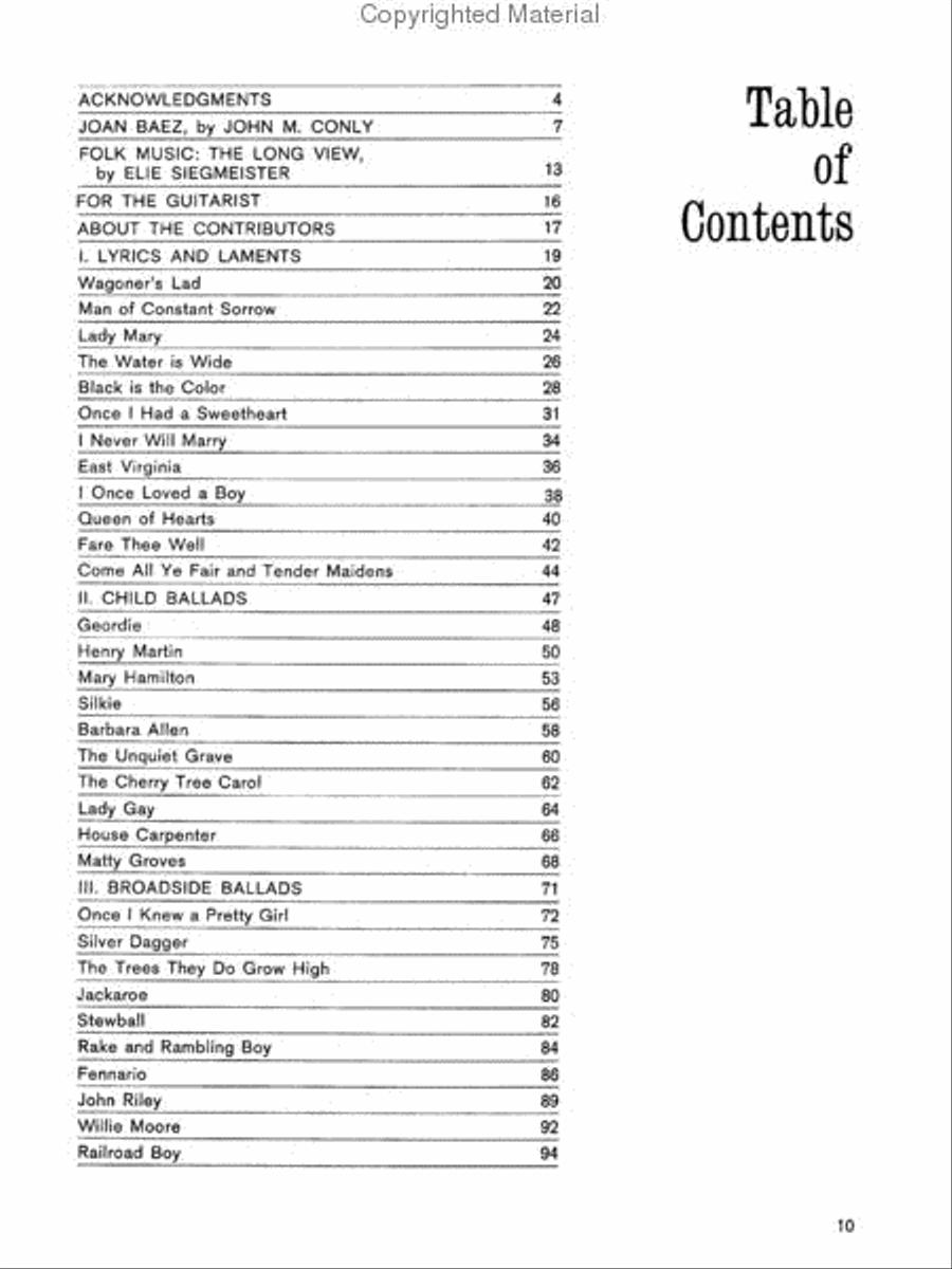 The Joan Baez Songbook Piano, Vocal, Guitar scores gallery preview page 2