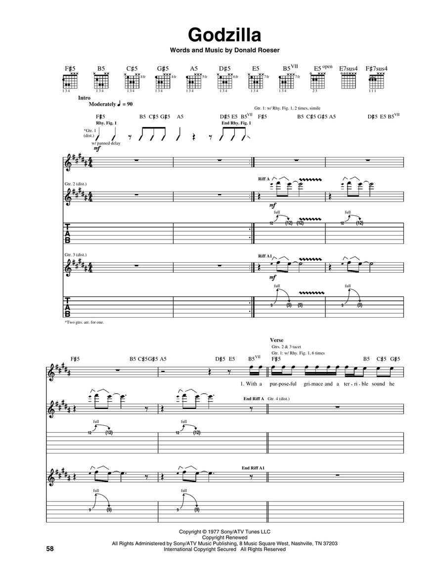 Godzilla Acoustic Guitar scores gallery preview page 1