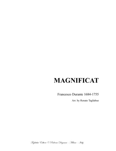 MAGNIFICAT - F. Durante - For SATB Choir and Organ - With parts image number null