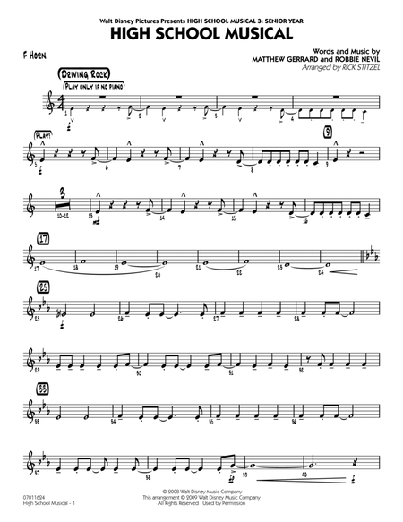 High School Musical (from "High School Musical 3: Senior Year") - F Horn