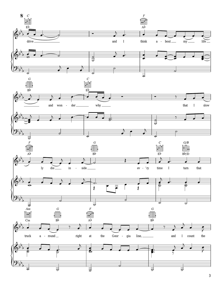 Highway 20 Ride Piano, Vocal, Guitar scores gallery preview page 3