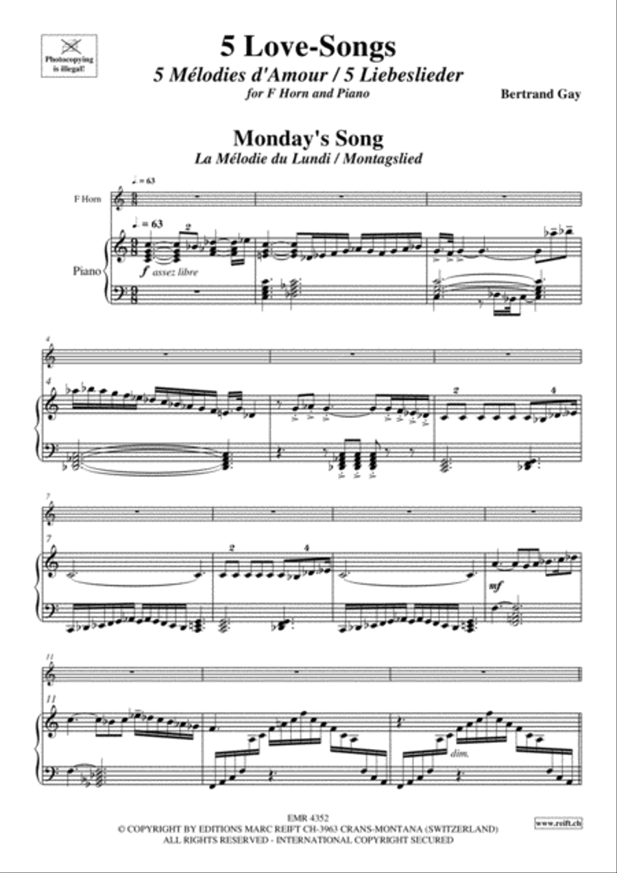 5 Love-Songs Horn scores gallery preview page 3