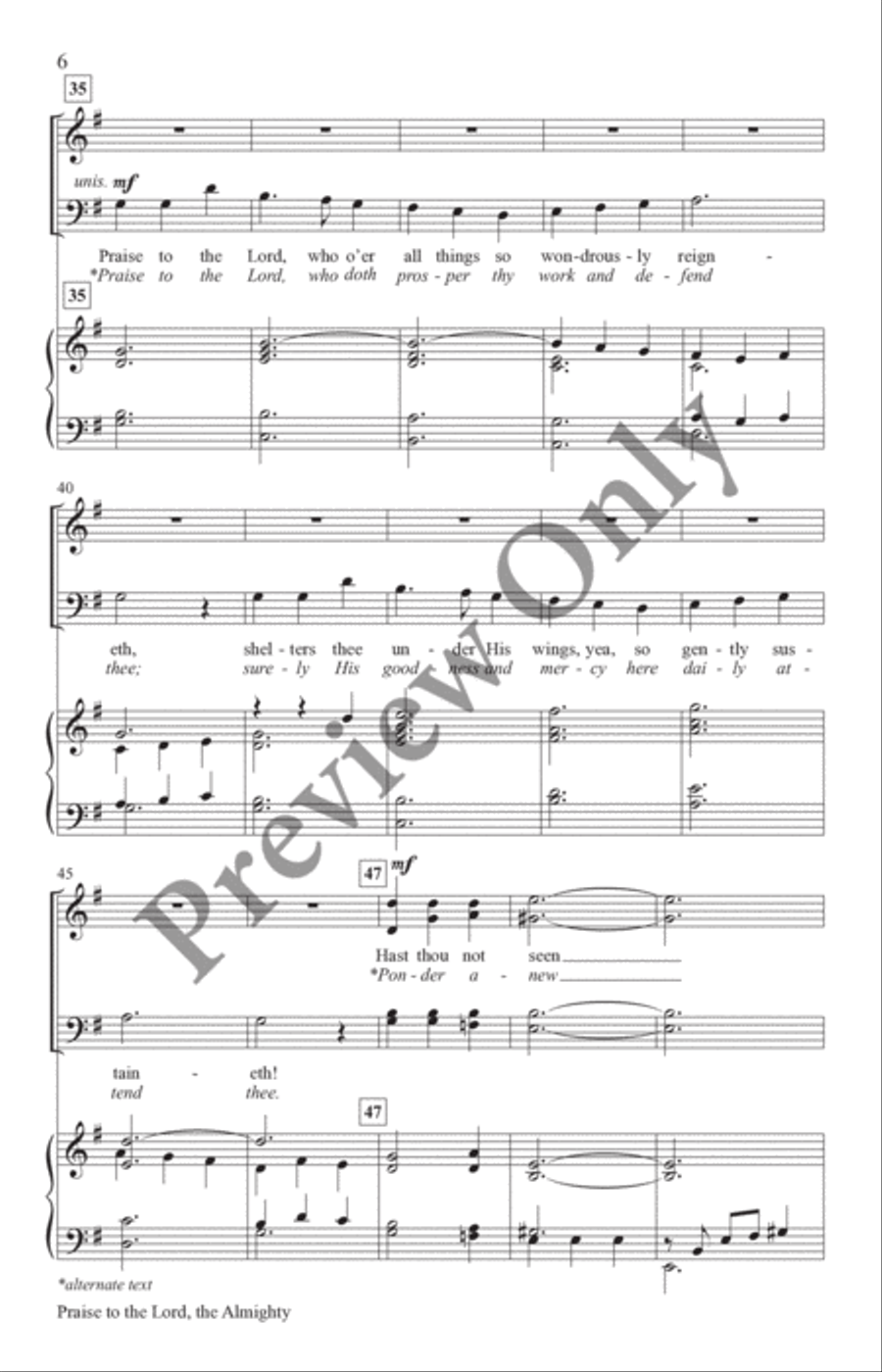 Praise to the Lord, the Almighty 4-Part scores gallery preview page 5