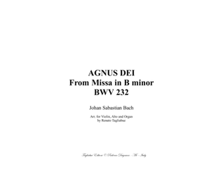 Book cover for AGNUS DEI - From Missa in B minor BWV 232 - Arr. for Violin, Alto and organ 3 staff