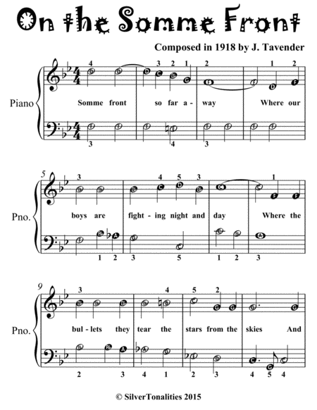 On the Somme Front Easiest Piano Sheet Music for Beginner Pianists